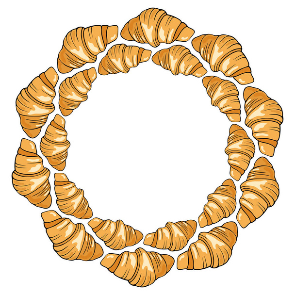drawn frame with croissant - Wektor, obraz