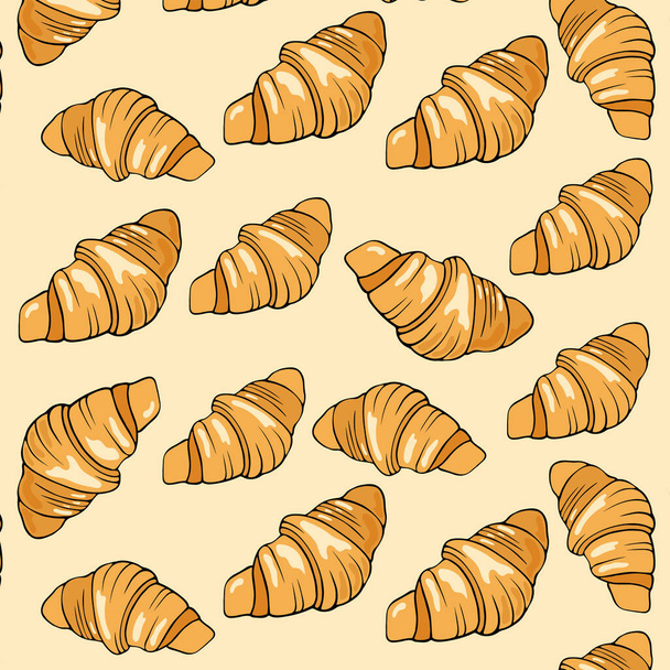 patrón dibujado con croissant - Vector, imagen
