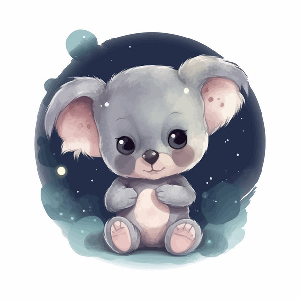Cute cartoon kawaii baby koala watercolor illustration design - Vector, afbeelding