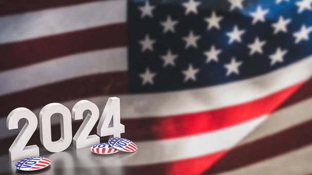 Usa zászló és 2024 a szavazási koncepció 3d renderelés - Fotó, kép