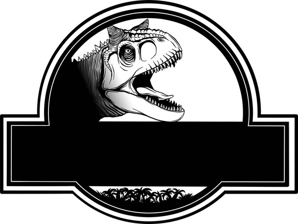 Vintage reptile label with dinosaur of mesozoic era in monochrome style isolated vector - Vector, Image