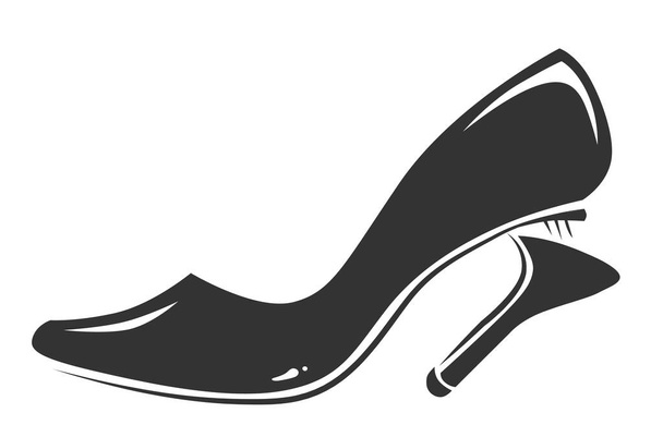 black women's shoe with a broken heel - Vector, Image