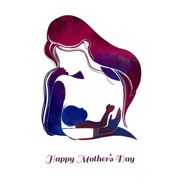 Modern art for happy mothers day mom and child love card design - Vector, afbeelding