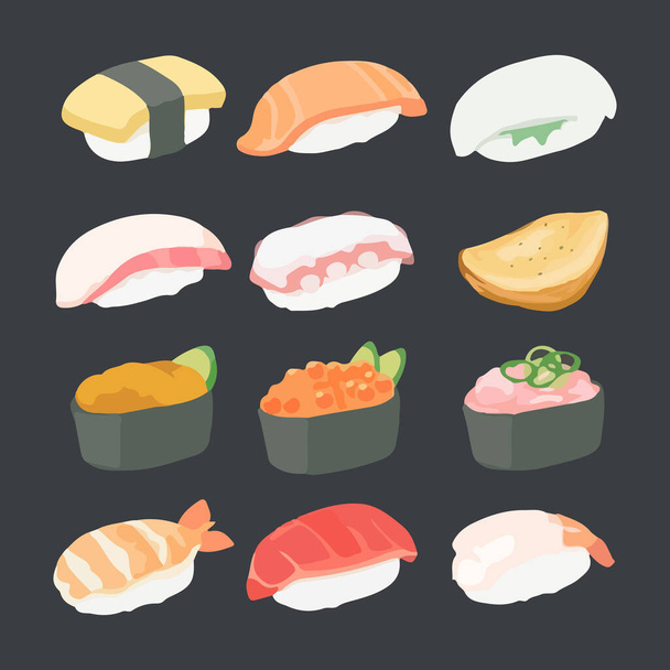 Set of Sushi Vector Illustration - Vector, Image