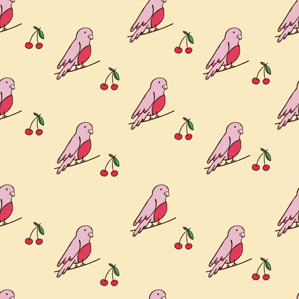  Bird and cherry - Vector, Image