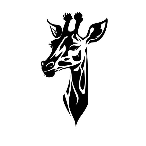 Giraffe head silhouette on a white background. Stylization, logo. Vector illustration. - Vettoriali, immagini