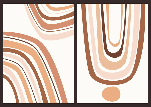 Modern abstract boho poster.  Earth tones organic shapes. Contemporary design for poster, banner,greeting card, flyer, social media post, story. Minimalist mid century style vector Illustration.  - Wektor, obraz