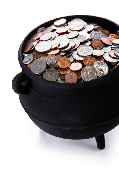 Pot of Gold: Full Of American Coins - Photo, image