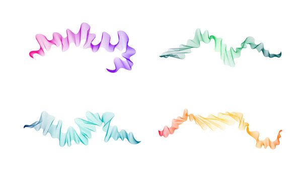 Strisce ondulate curve. Set di quattro linee d'onda sfumate colorate astratte su sfondo bianco. Illustrazione vettoriale - Vettoriali, immagini