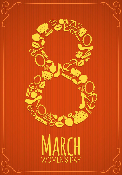 Eight 8 of March, Women Day background. - Вектор,изображение
