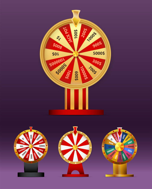 Fortune wheel isolated vector set illustration for gambling background and lottery win concept. Wheel fortune for game and win jackpot.Vecktor - Vektor, obrázek