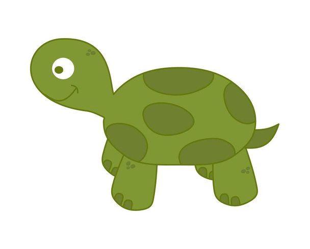 Desenho abstrato de uma jovem tartaruga verde sobre um fundo branco - Vetor, Imagem