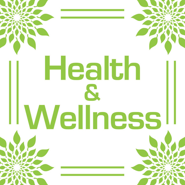 Health and wellness text written over green leaves background. - Photo, Image