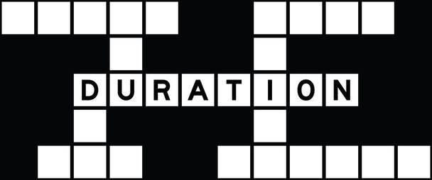 Alphabet letter in word duration on crossword puzzle background - Vector, Image
