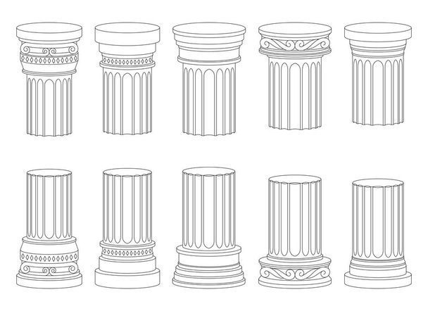 Иллюстрация векторного дизайна древних колонн на заднем плане - Вектор,изображение