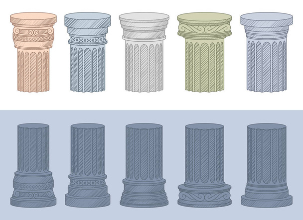 Ancient columns vector design illustration isolated on background - Vector, afbeelding