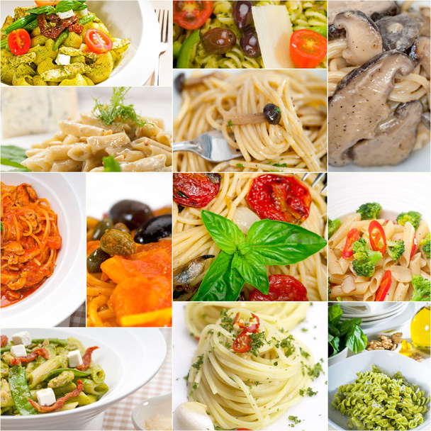 collectie van het verschillende type van Italiaanse pasta collage - Foto, afbeelding
