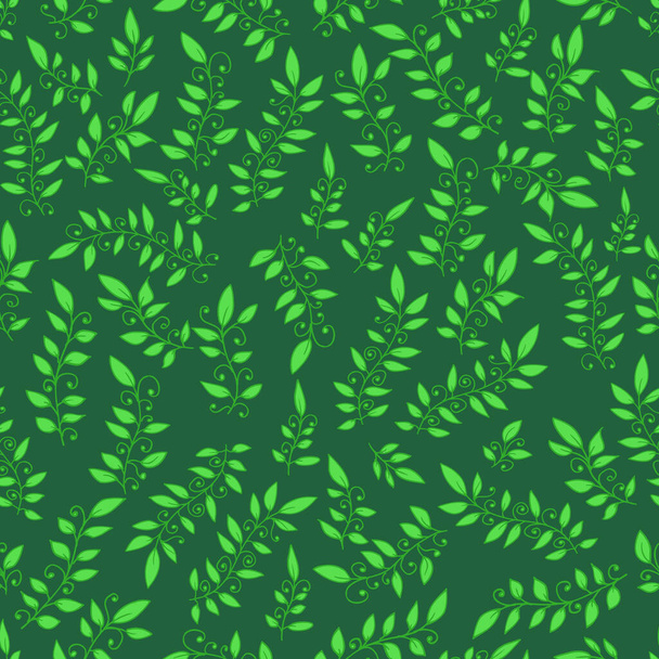 Seamless pattern green leaves flat vector template. - Vector, imagen