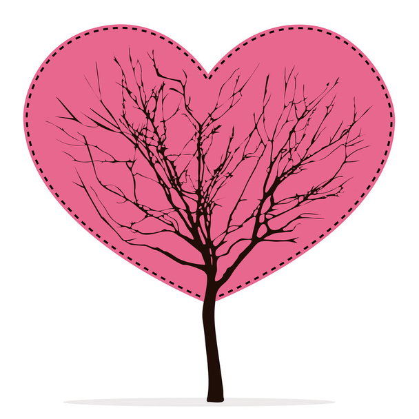 Heart shaped tree with barren branches - Vector, Image