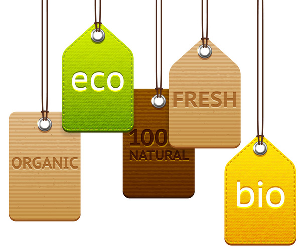 Ekologiczne i organiczne etykiety - Wektor, obraz