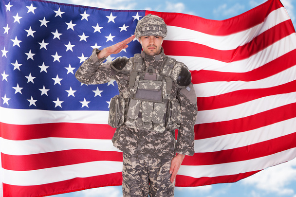 American Soldier Saluting - 写真・画像