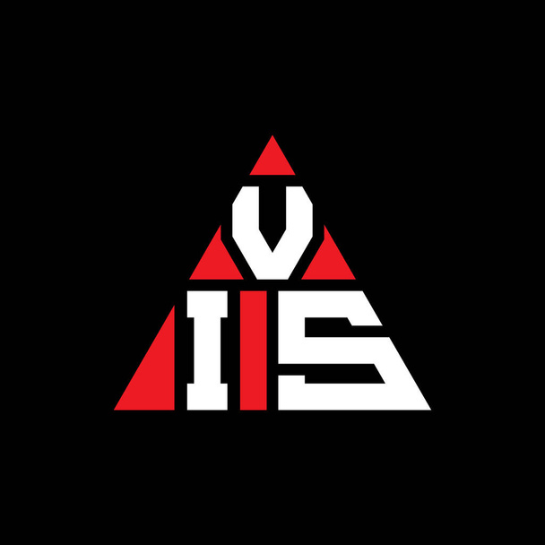 Üçgen şekilli VIS üçgen harf logosu tasarımı. VIS üçgen logo tasarımı monogramı. Kırmızı renkli VIS üçgen vektör logo şablonu. VIS üçgen logosu Basit, Zarif ve Lüks Logo. - Vektör, Görsel