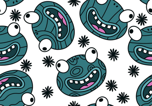 Cartoon kawaii animals seamless frogs pattern for wrapping paper and fabrics and linens and kids clothes print and kindergarten textiles. High quality illustration - Fotó, kép