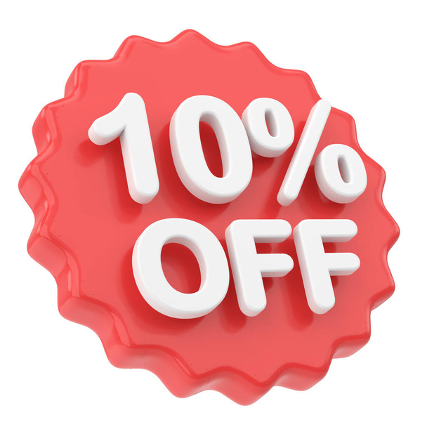 3D ten percent off. 10% off. Sale badge. - Photo, image