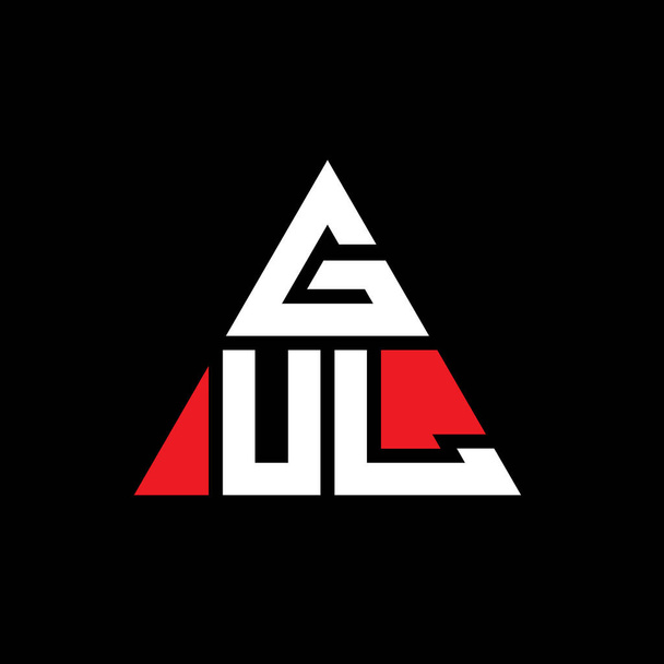 GUL háromszög betűs logó design háromszög alakú. GUL háromszög logó design monogram. GUL háromszög vektor logó sablon piros színű. GUL háromszög logó Egyszerű, elegáns és fényűző logó. - Vektor, kép