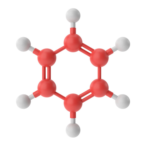 C6H6, formuła chemiczna benzenu. Struktura chemiczna 3D. 3D ilustracja. - Zdjęcie, obraz