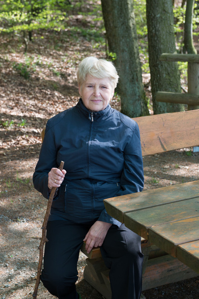 senior woman sitting on a bench - Fotoğraf, Görsel