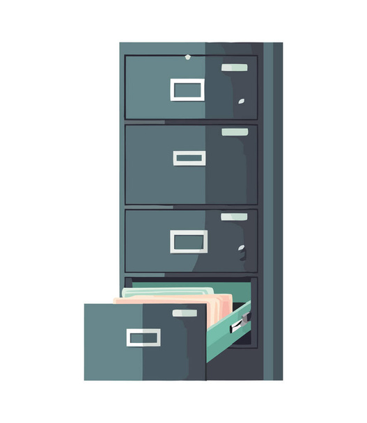 Ícone moderno da gaveta do armário de arquivamento isolado - Vetor, Imagem