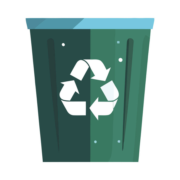 Recycling green container icon isolated - Vector, Imagen