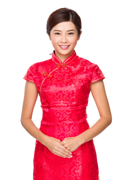 Ázsiai piros ruhás nő - Fotó, kép
