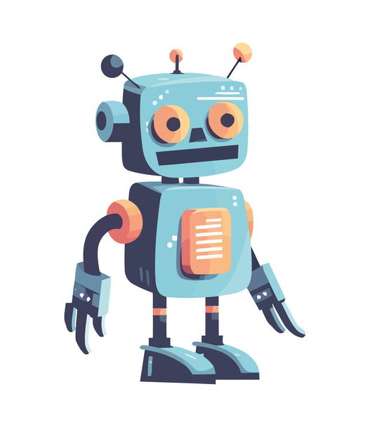 Fun robotic toys with cute metal characters design icon isolated - Vector, Image