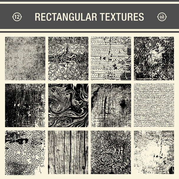 Set von 12 detaillierten Grunge Texturen - Vektor, Bild