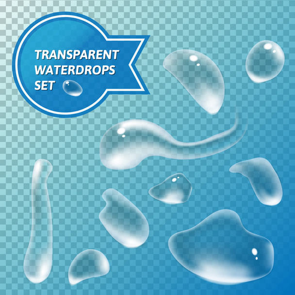 透明な水滴がセット - ベクター画像