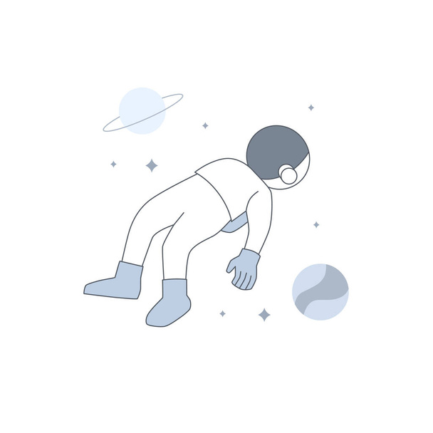 Astronaut floating at space with relax for server error message empty state for ui element illustration - Wektor, obraz