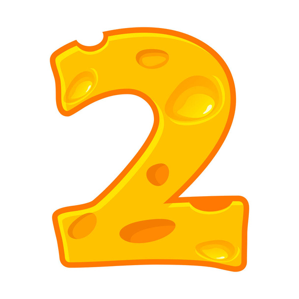 Cheese number 2. Two font kids number. Figure 2, similar  JPG copy - Foto, Imagen