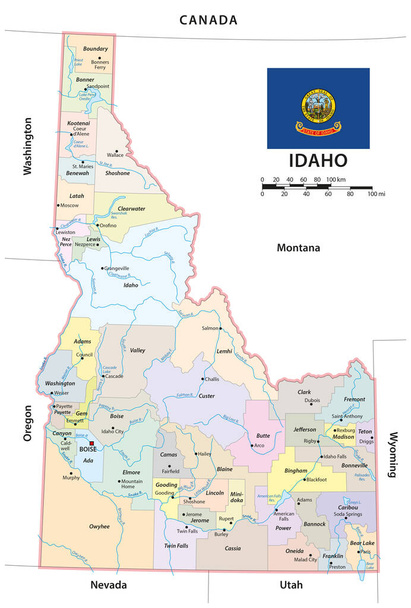 administrative vector map of the us american state of idaho - Vector, Image