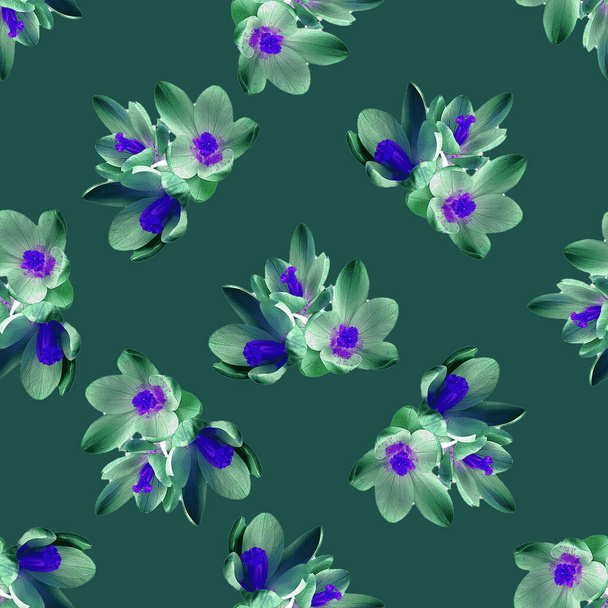 watercolor seamless pattern with flowers, buds, leaves - Valokuva, kuva