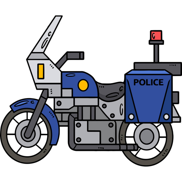Este clipart dos desenhos animados mostra uma ilustração da motocicleta da polícia. - Vetor, Imagem