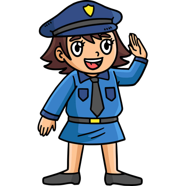 Ce clipart de dessin animé montre une illustration de Policewoman. - Vecteur, image