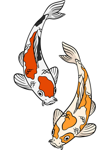 Ce clipart de dessin animé montre une illustration de Koi Fish. - Vecteur, image
