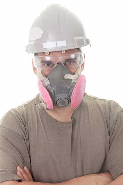 An construction employee, a man over white background - Foto, Bild