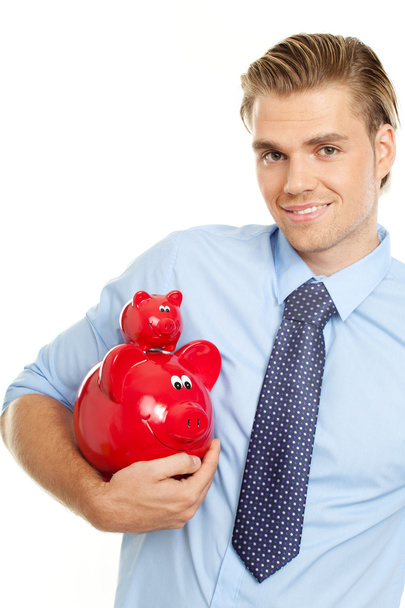 Man holding two piggybanks - Photo, Image