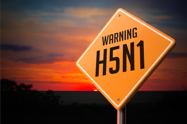 H5N1 en señal de carretera de advertencia
. - Foto, imagen