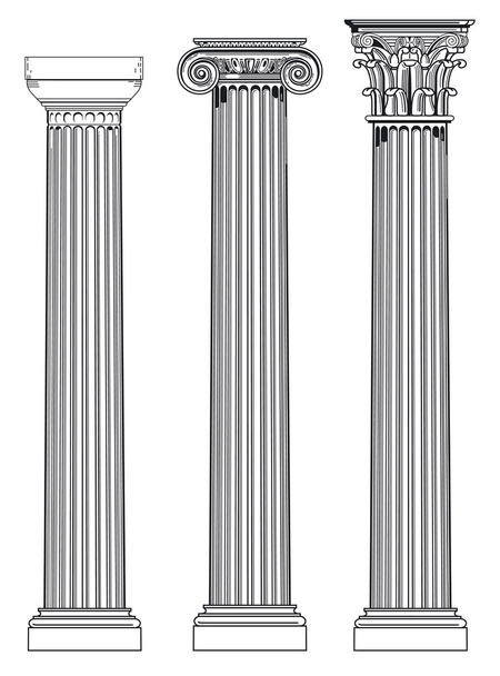trzech starożytnych kolumn - Wektor, obraz