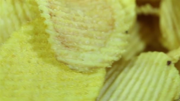 Potato chips  close up. Slow motion - Footage, Video