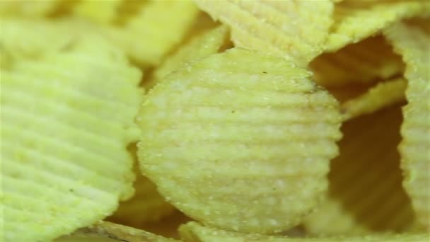 Potato chips  close up. Slow motion - Footage, Video